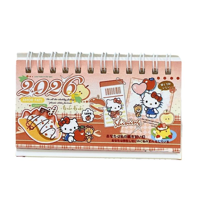 Hello Kitty 2026 Calendar Sanrio Long Desk Calendar Ornament Cartoon Kawaii Planner Agenda Daily Monthly Stationery Supplies