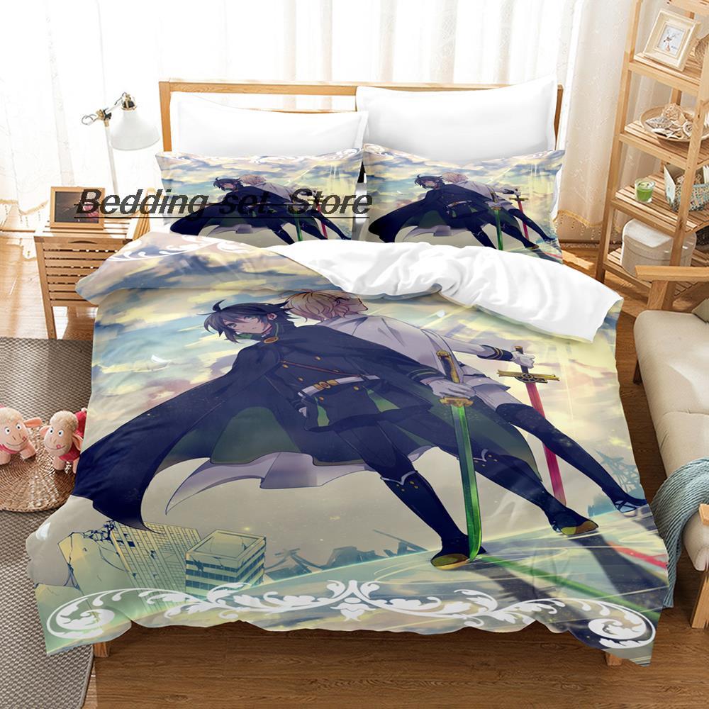2014 Серафим Конца Постельный Комплект Односпальный Полуторный Двуспальный Квинсайз Кингсайз Комплект для Подростковой Спальни Пододеяльник Комплекты Аниме Комплект Постельного Белья