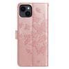 For iPhone 14 Case Butterfly Imprinted Wallet Stand PU Leather Flip Phone Cover with Strap