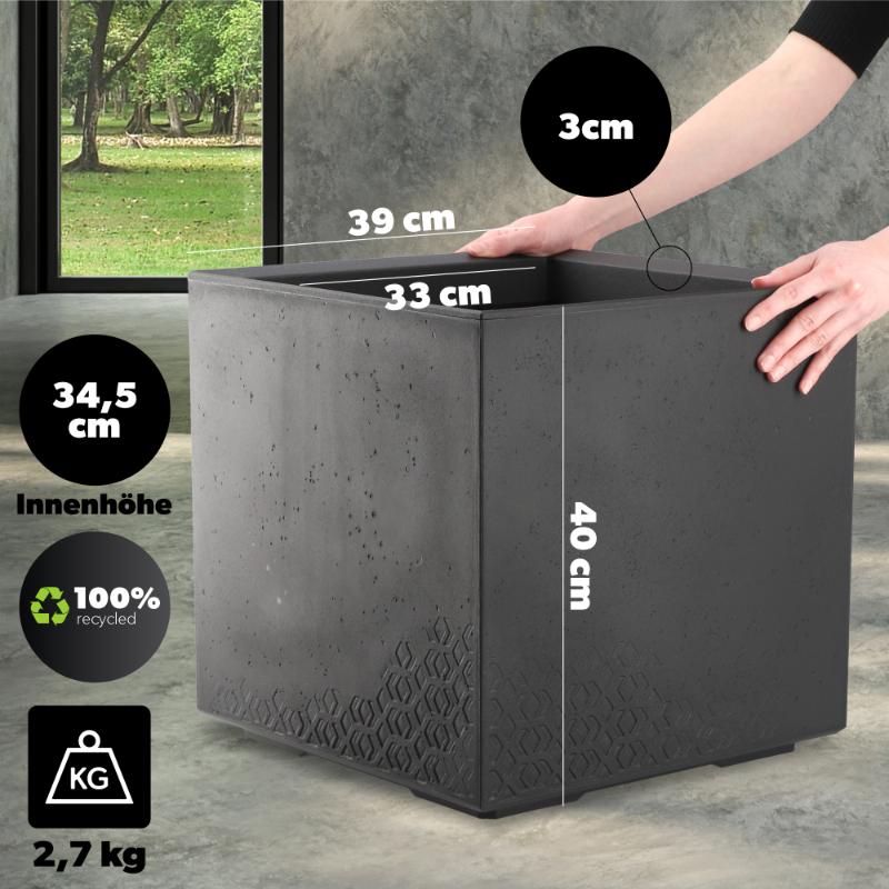 KADAX Doniczka Donica Na Kółkach Eko 40x40cm Czarna Na Kwiaty Rośliny Z Korkiem