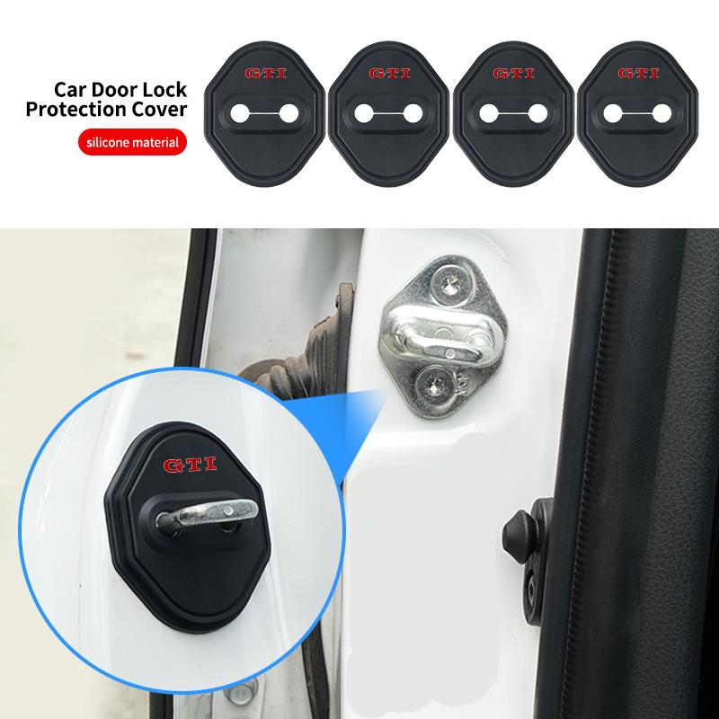 4-Piece Set of Universal Wear-Resistant Silicone Car Door Lock Covers ForVW GTI Tiguan Passat B5 B6 B7 CC Jetta MK5 MK6 Polo zo5