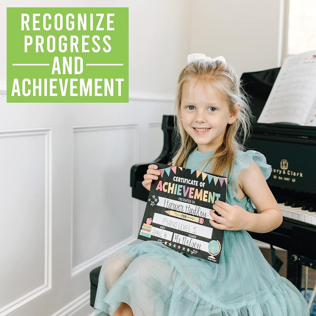 Hadley Designs Certificate Of Achievement Awards - 25 Student Award Certificates For Kids, 8x10 Blank Award Certificate Paper, Preschool &