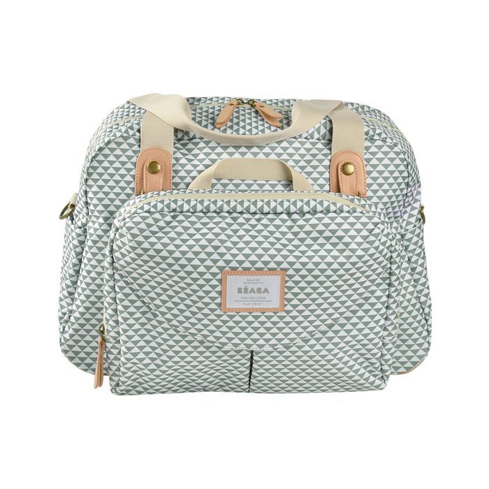 Sac à langer BEABA Genève II PLAY PRINT Sage Green - Grande contenance - Multiples accessoires inclus