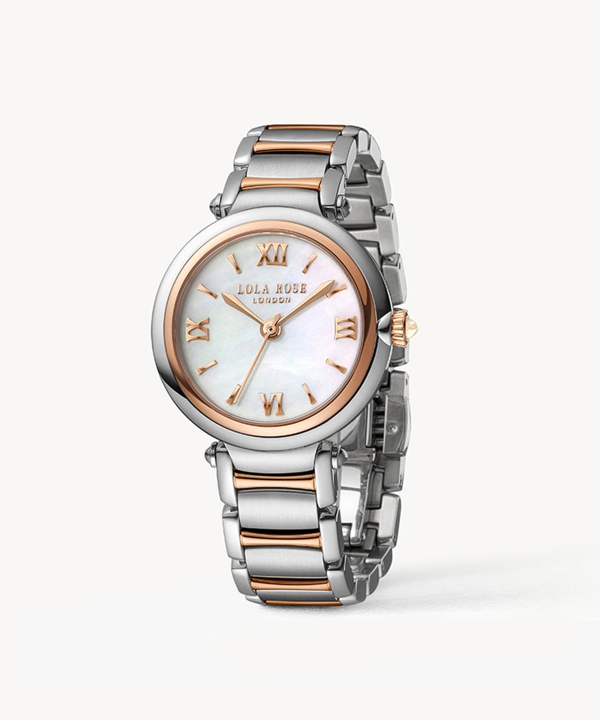 Lollalojeu Arch Bridge Mother-Of-Pearl Women'S Two-Tone Metal Fashion Watch