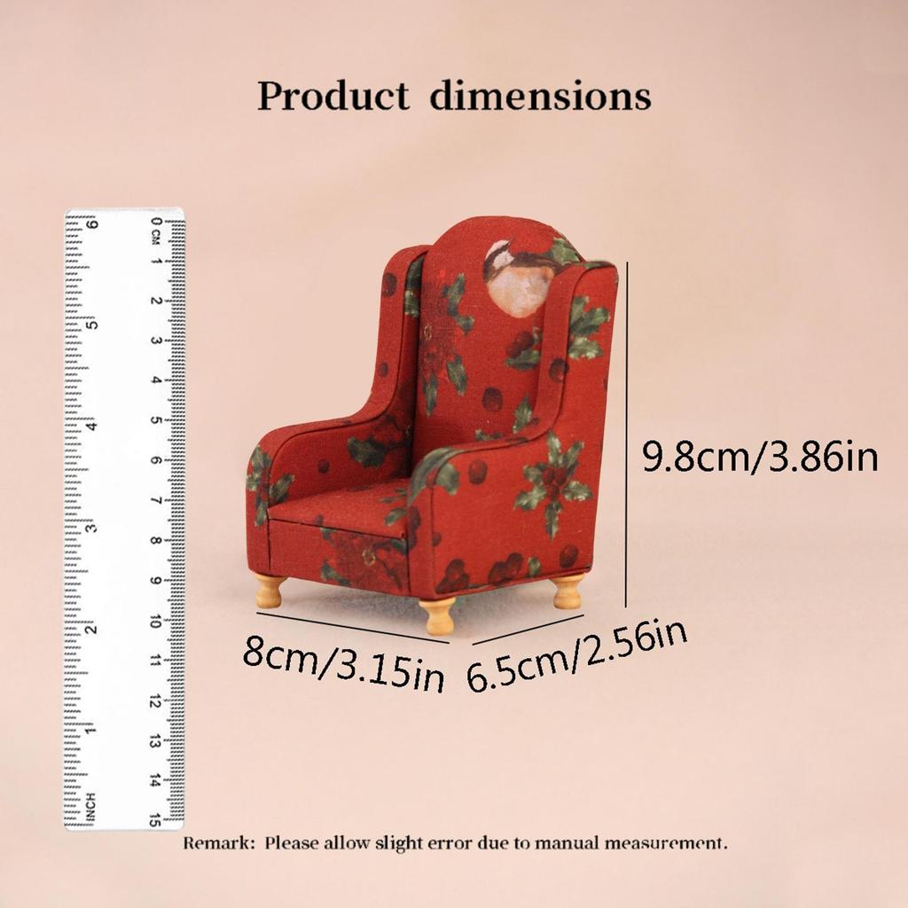 Doll Miniature Sofa Armchair Couch Vintage Accent Chair Cloth Material Realistic Design