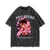 Unisex Anime Baki Haman Tshirts Harajuku Vintage Cotton Washed Tops For Men Hip Hop Streetwear Oversize T-shirt