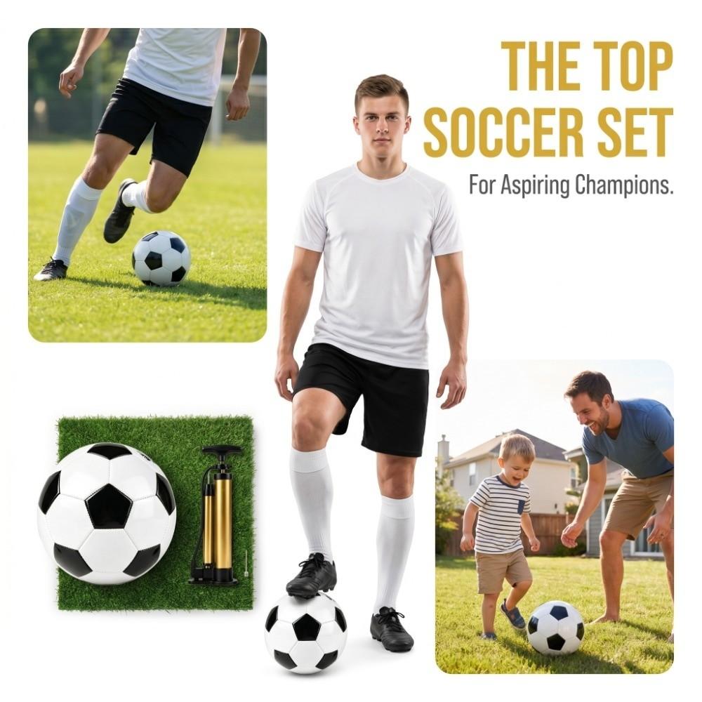 3pcs Black White Pattern Football Stitched Panels Training Ball Soccer Ball Youth Play