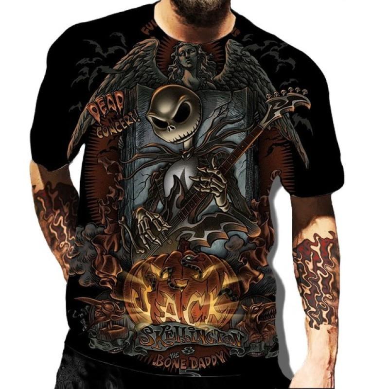 Skull Printed Men's T-shirt Horror Style Summer 3D Short Sleeved Trend Personalized Men's Clothing New Round Neck Men's T-shirts