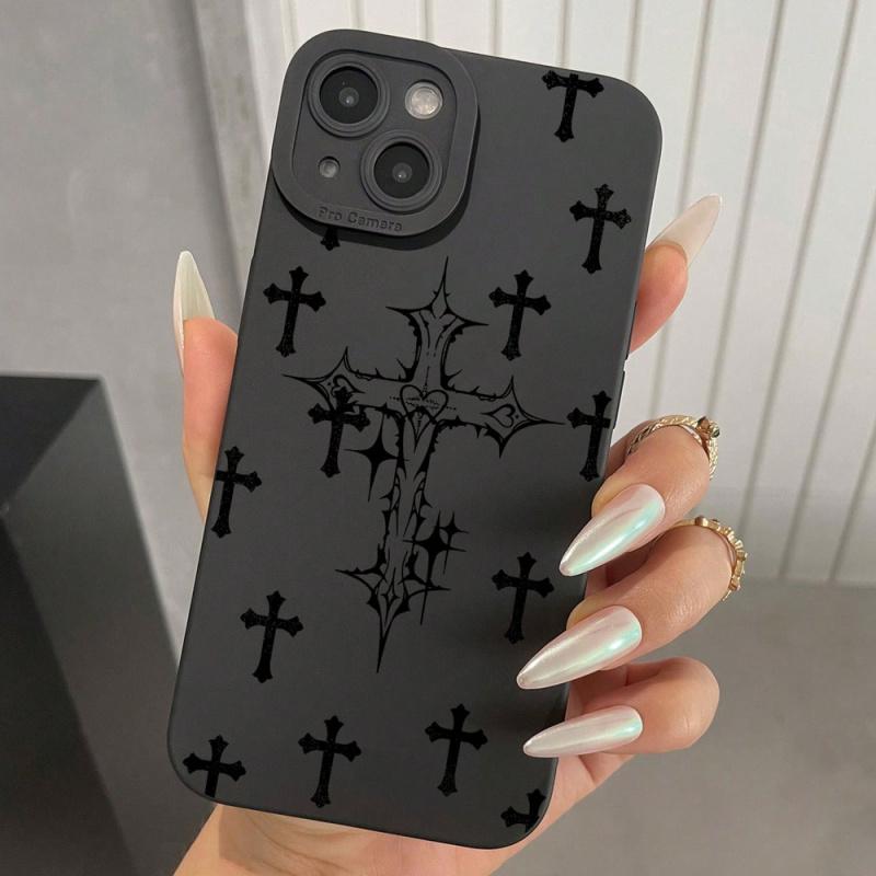 Черный графический чехол с крестами для iPhone 15 14 13 12 11 x XR Xs SE2 SE 8 7 plus pro Max mini силиконовая задняя крышка