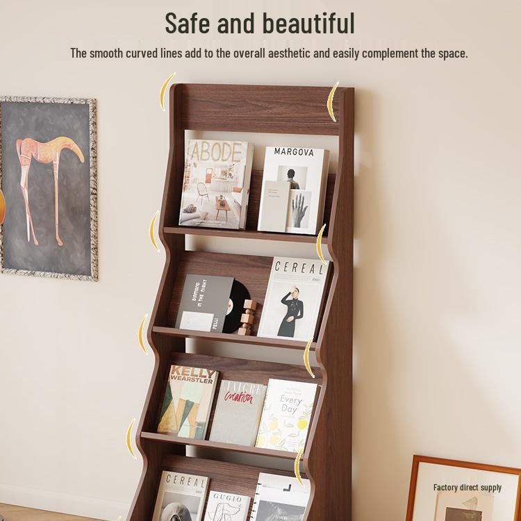 Floor-Standing Bookshelf & Magazine Display Rack