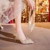 Spring Ladies Pumps Luxury Sequins Crystal Butterfly High Heel Single Shoes Women Dress Banquet Wedding Shoes