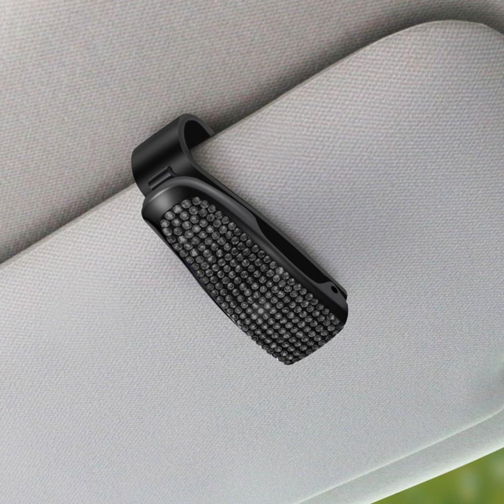 Crystal Sunglasses Clip Portable Sun Visor Mount Car Decoration Car Sunshade Glasses Case Women