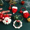1PC Christmas Keychain New Year Gifts Santa Glove Handmade Doll Ornament Hanging Bag Ornament Crochet Wreath & Hat
