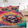 3PCs Sugar Skull Artwork Design Cover Set, Breathable Fabric, Machine Washable (1 Duvet Cover + 2 Pillowcases) (Without Quilt) yy250911079