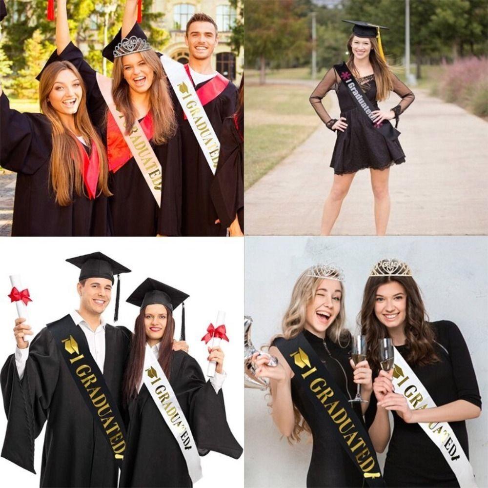 5pcs Satin Graduation Sash Belts Elegant Bachelor Sash Congratulations Straps  Photo Booth