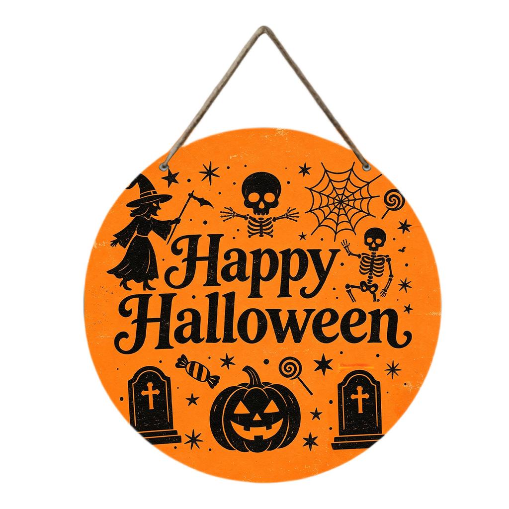 Wooden Halloween Sign Wall Hanging Decor Printed Design Seasonal Home Decoration