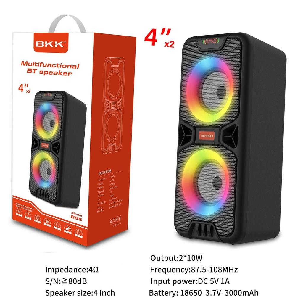 TOPROAD 20 Вт Bluetooth-динамик, портативный беспроводной уличный бумбокс, бас-колонка, большой динамик для домашней вечеринки, поддержка FM-радио, светодиодные фонари