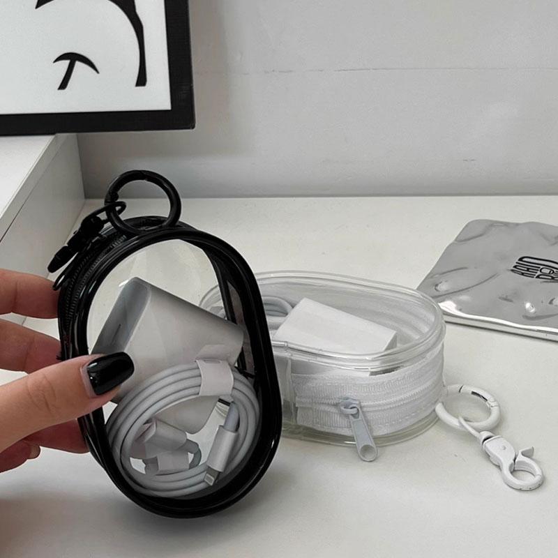 1 шт. Мини прозрачная сумка для хранения на молнии, сумка для хранения кабеля для зарядки сотового телефона, сумка для хранения наушников, портативная сумка для хранения брелка