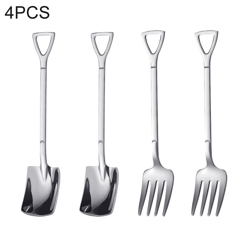 1/2/4 шт. Лопата Ложки Вилка Чайные ложки из нержавеющей стали Креативная кофейная ложка для мороженого Десертная ложка Посуда Набор столовых приборов
