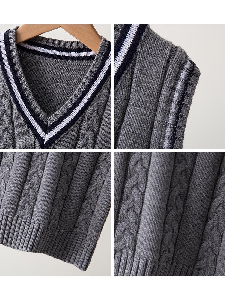 Kids' Knitted Sleeveless Vest: Spring & Autumn College-Style School Uniform
