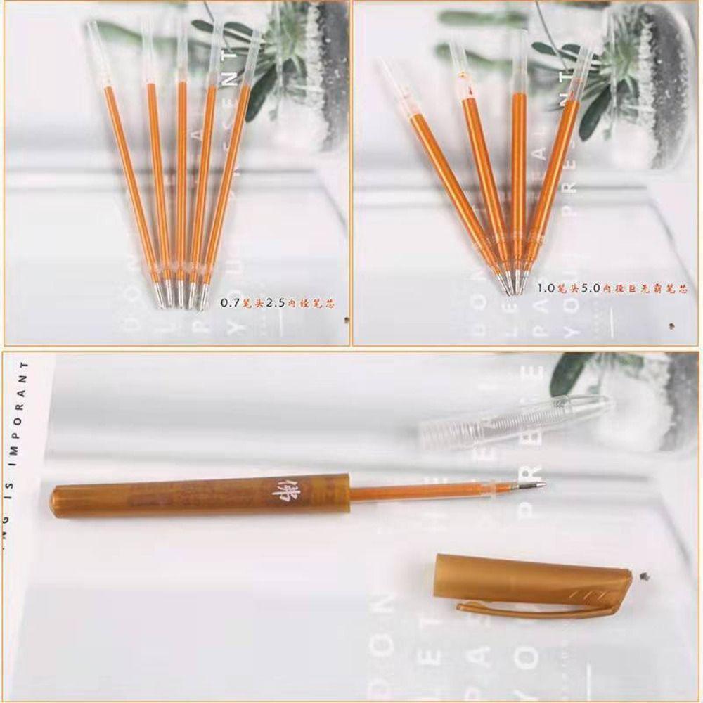 100/20 Pcs Large Capacity Glitter Gold Pen Refills 0.7mm Scripture Copying Penholder Art Drawing