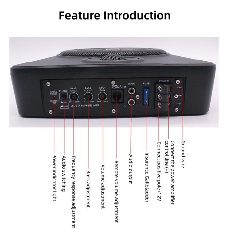 12V Small Steel Cannon 8-inch Ultra-thin Car Audio Subwoofer 600W High Power Modified Car Audio System High Pitched Sound