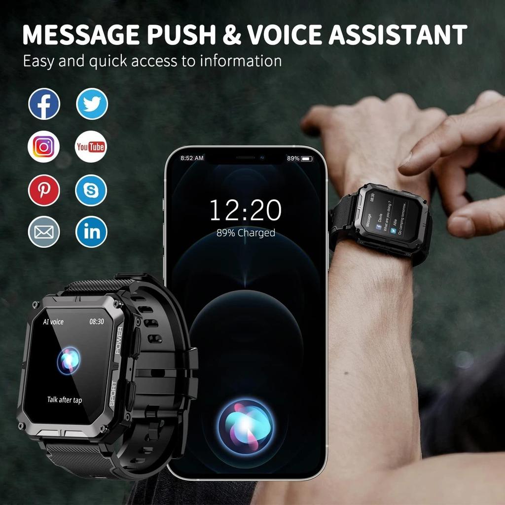 Умные часы C20 PRO для мужчин, Bluetooth-звонки, для активного отдыха и спорта, большой 1,83-дюймовый экран, голосовой помощник, фитнес, C20Pro Smartwatch
