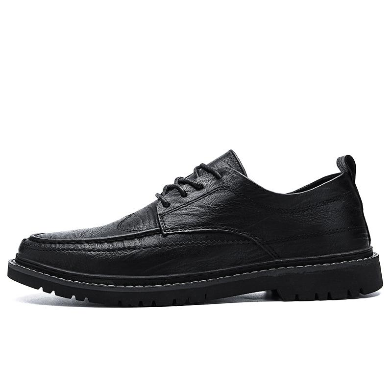 British Style Split Leather Men's Casual Business Lace Up Moccasin Shoes Comfortable Non Slip Fashion Black Dress Formal Casual Leather Shoes