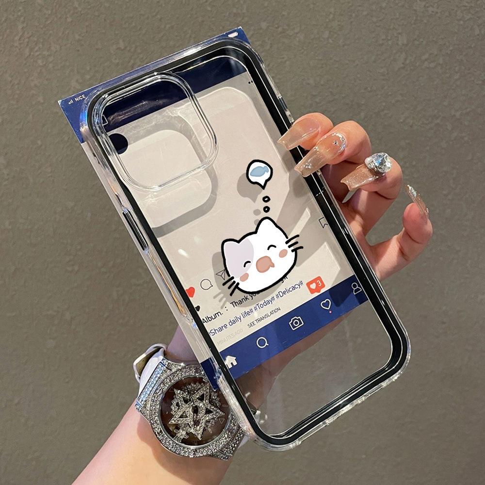 Применимо к iPhone17ProMax чехол для мобильного телефона с выражением лица кота-слюнявчика 16/17 простой 14 Pro нишевый 15
