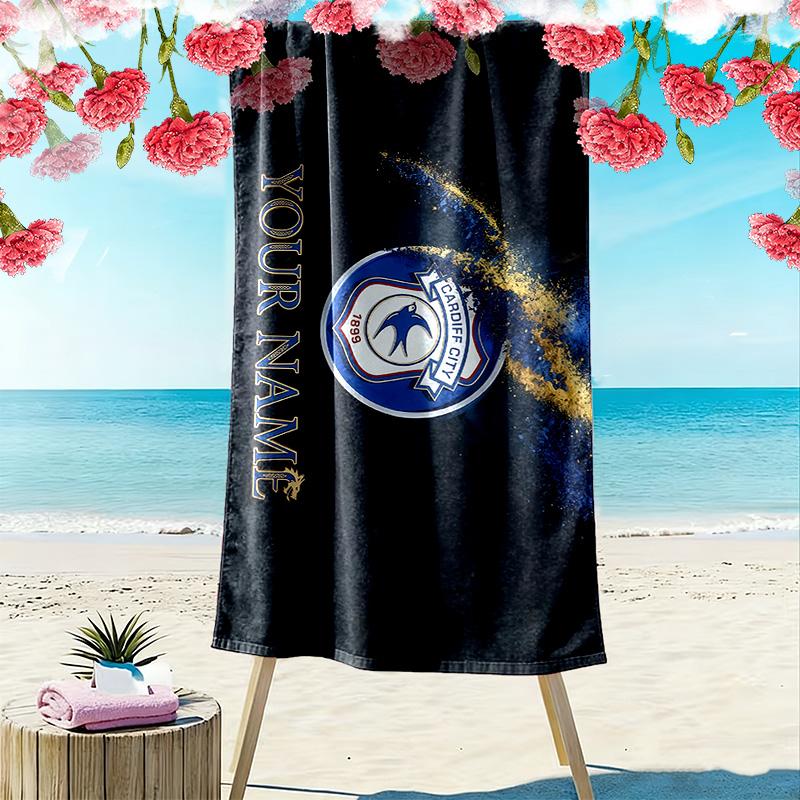 Cardiff City Football Club Print Beach Towel, Large Soft Quick Dry Towel for Beach Camping Swimming