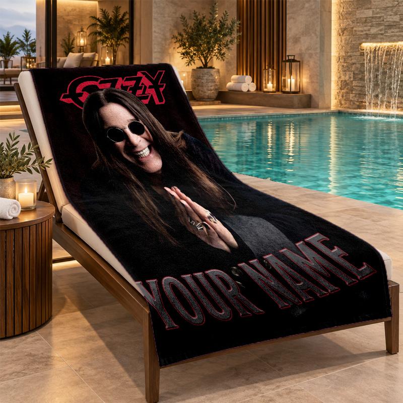 Custom Name Ozzy Osbourne Beach Towel Personalized Text Soft Towel Swimming Travel Bath Gift
