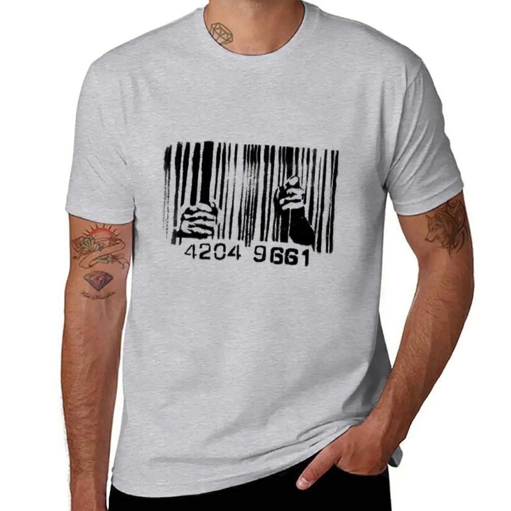 Barcode T-Shirt plus size tops korean fashion mens graphic t-shirts hip hop