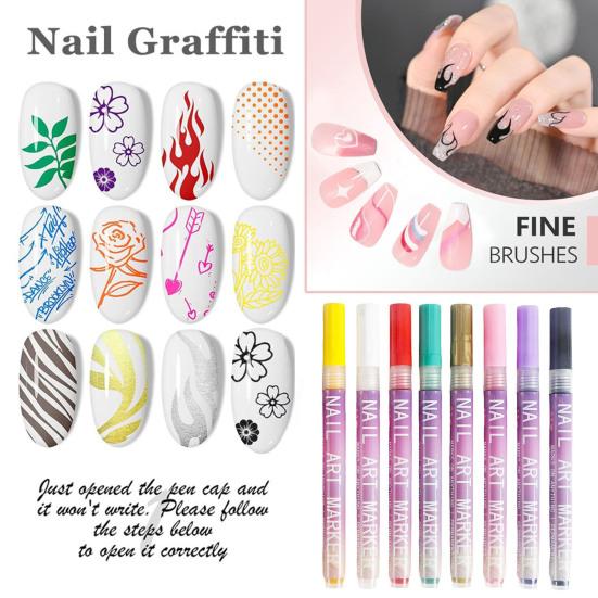 1 набор 12 цветов ручки для нейл-арта DIY гель-нейл-арт акриловые маркеры для рисования