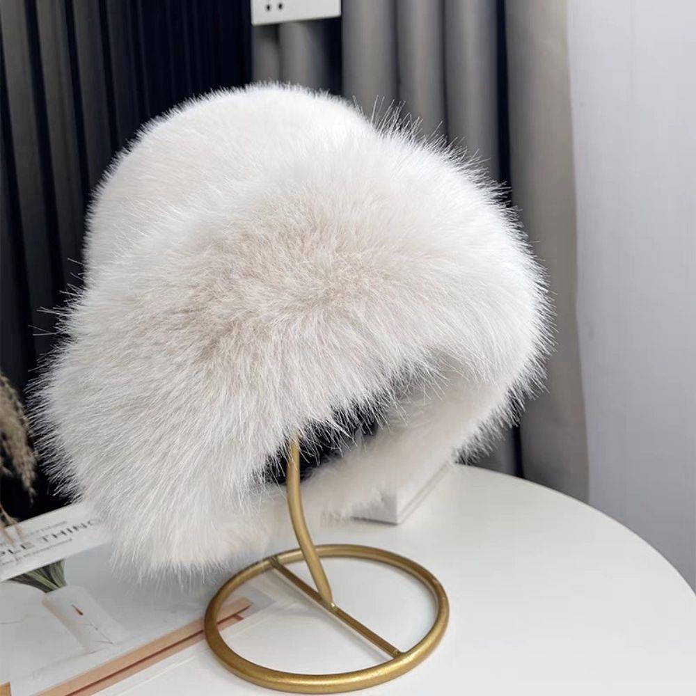 2020Fluffy Fur Fisherman Hat For Women Winter Plush Ear Protection Cap Windproof Warm Female Panama Caps Solid Fashion Bucket Hat