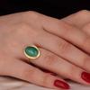 Кольцо с малахитовым овальным драгоценным камнем, кольцо из желтого золота, дизайнерское кольцо ручной работы, эффектное кольцо, подарок на день рождения, кольцо унисекс, кольцо из серебра 925 пробы