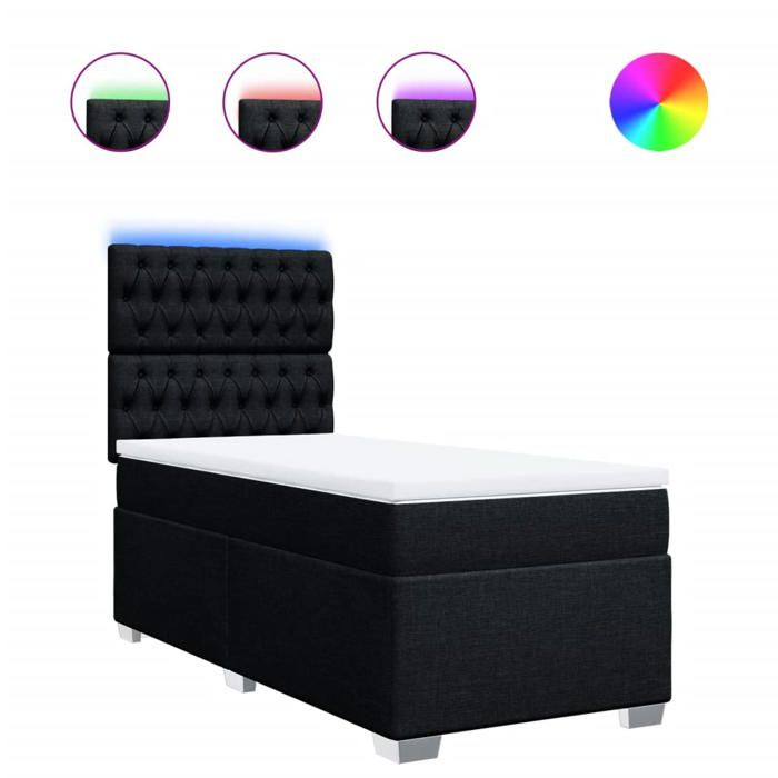 Maison Exclusive - Sommier à lattes de lit avec matelas Noir 90x200 cm Tissu