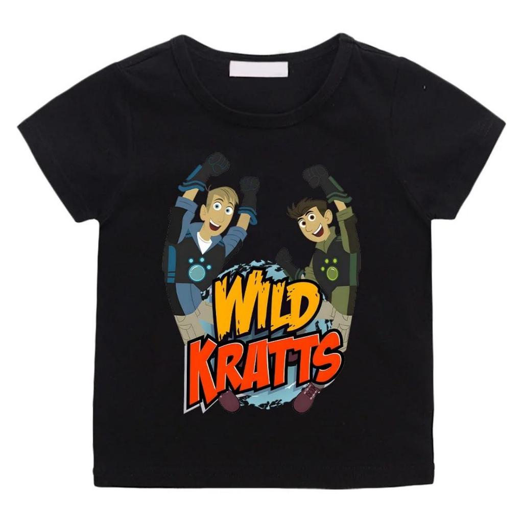 2026 Лето новый Мультяшная футболка Wild krats 3D печать Новая футболка Детская Веселое приключение Мультяшная футболка Крутой парень Короткий рукав