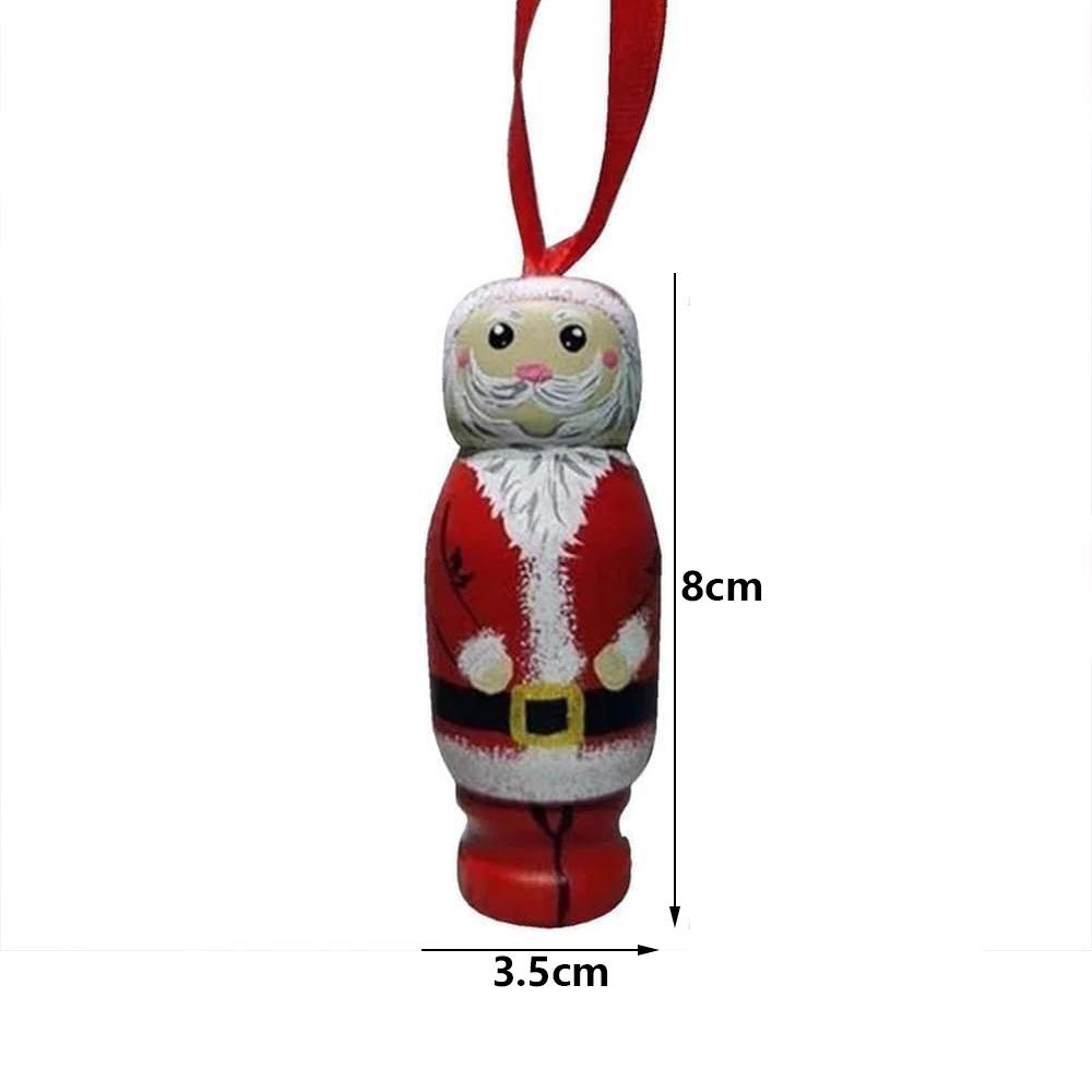 Funny Santa Claus Pendant Stretchable Wooden Standing Holiday Xmas Ornament