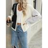 Autumn And Winter Temperament Commuter Loose Splicing Women's Knitted Cardigan Jacket Sweater