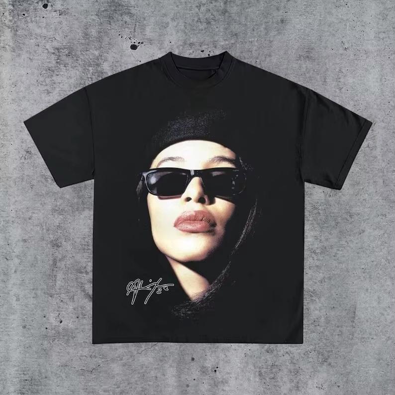 Винтажная футболка с коротким рукавом Aaliyah 90-х, ДЖАМБО, Ретро, Классическая, С графикой, Мужская, Женская, Музыкальная, Уличная одежда, Подарок, Повседневная футболка, Топы