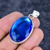 Blue Topaz Gemstone Handmade 925 Sterling Silver Jewelry Pendant 1.81" M-3256