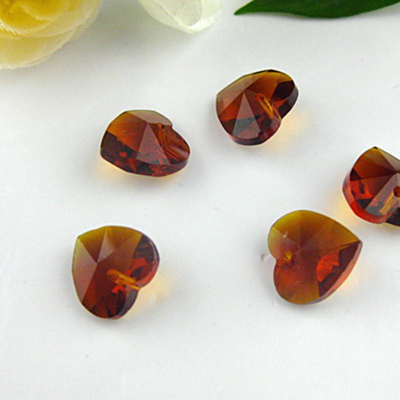 Аксессуары Подвески Изготовление ювелирных изделий Разноцветные стеклянные подвески Свободные разделительные бусины Craft DIY 10 шт 14 мм Кристалл Сердце