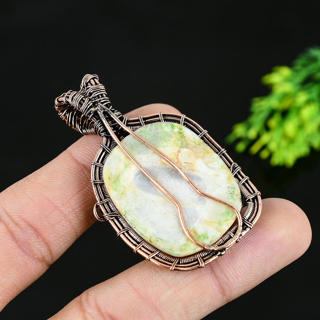 Натуральный драгоценный камень малинга яшма ручной работы из медной проволоки подарочная подвеска 2 R9l95