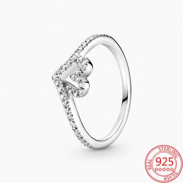 Кольцо с блестящим приподнятым сердцем из розового золота 925 пробы и прозрачным фианитом, женское ювелирное изделие из стерлингового серебра в подарок