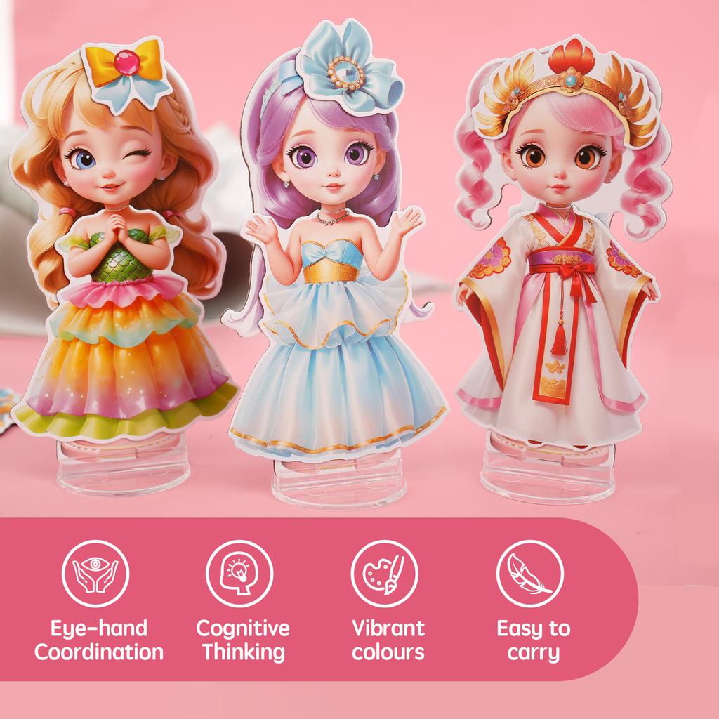 4Sets Magnetic Dress Up Dolls for Girls Ages 4-10 DIY Magnetic Paper Dolls Cute Paper Dress Up Dolls Exquisite Princess Dress Up Dolls