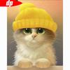 Алмазная картина Рождественская Алмазная вышивка Полные стразы Милый кот с желтой шляпой Вышивка крестом