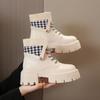 Fashion Female Short Shoes Round Toe Platform Combat White Women's Ankle Boots Chunky Punk Style Booties Footwear Spring 2024 Trend Boot