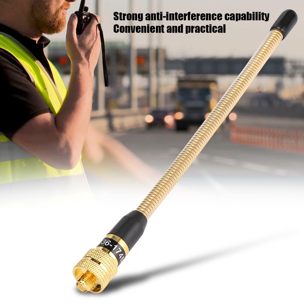 SMA Золотая Женская Гибкая Пружинная Антенна VHF для Радиостанции Kenwood Baofeng Puxing TYT Walkie Talkie