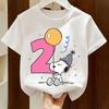 Kawaii Snoopys Kids T-Shirt Anime Digit 1-9 Cotton Short Sleeve Summer Top for Boys & Girls Children Birthday Gift