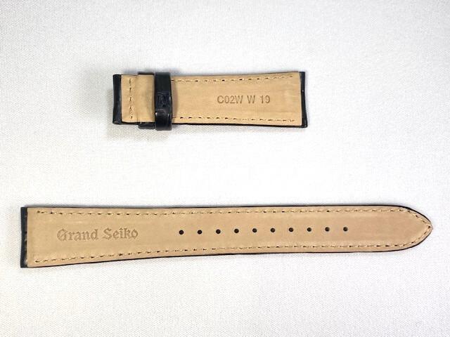 C02W011J9 SEIKO Grand Seiko 19 мм Кожаный ремешок для раскладывающейся застежки, Крокодил для застежки, Кожа, Черный, SBGK007/ 9S63-00A0